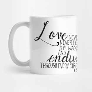 Hand Drawn Verse 1 Corinthians 13:7 Mug